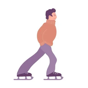 A man is skating on ice on white background 스톡 일러스트