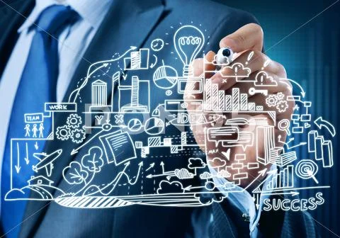 Man sketching business ideas Stock Photos