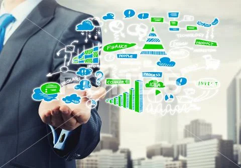 Man sketching business ideas Stock Photos