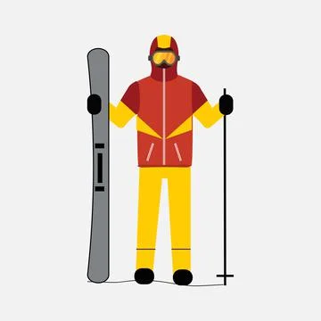 Man with ski board Stock Illustration