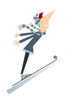 Man a ski jumper isolated Stock Illustration