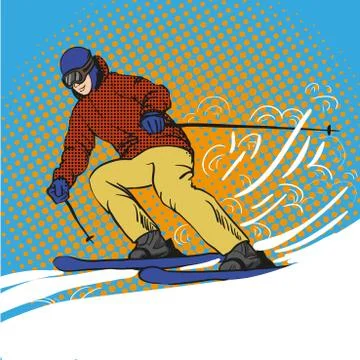 Man skier skiing in mountains. Vector illustration in pop art retro style. Wi Stock Illustration