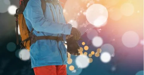 Man skiing bokeh effect Stock Photos