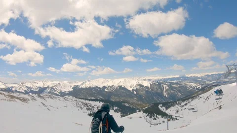 Man Skiing Downhill Video stock 113466954