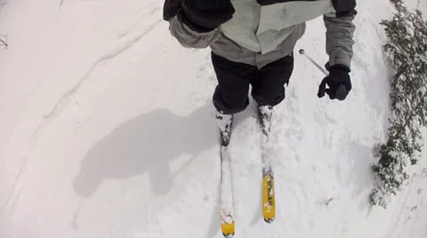 Man skiing downhill slow motion Stock Footage 26640945