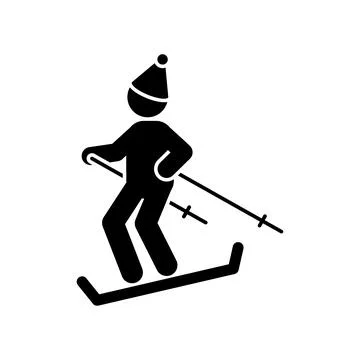 Man is skiing icon. Simple vector pictogram of winter recreation icons for ui Stock Illustration