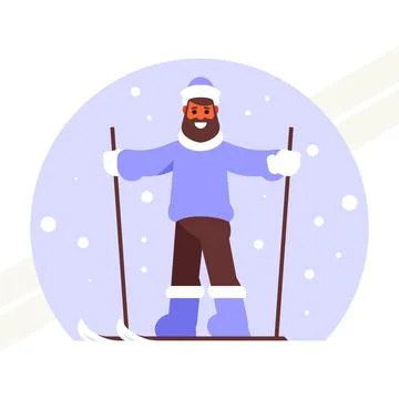 Man-skiing Stock Illustration