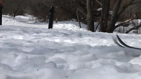 MAN SKIING Shot of Boots Видео 40340468