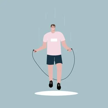 A man skipping with a jump rope. Flat illustration for a healthy lifestyle. Stock Illustration
