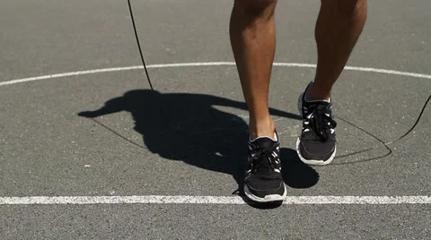 Man Skipping with a Jump Rope Stock Footage 25789712