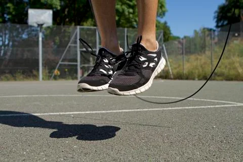 Man skipping with a jump rope Stock Photos