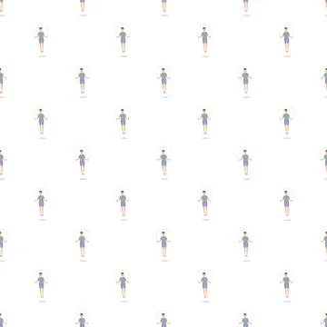 Man skipping rope exercise seamless pattern Stock Illustration