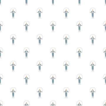 Man skipping rope repeat pattern training fitness Stock Illustration
