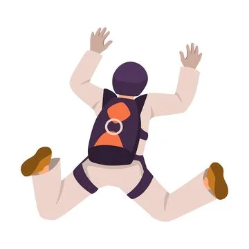 Man Skydiver in Flight Free Falling with Parachute Vector Illustration イラスト素材
