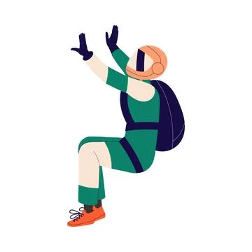 Man Skydiver in Flight Free Falling with Parachute Vector Illustration 스톡 일러스트