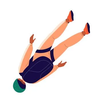 Man Skydiver in Flight Free Falling with Parachute Vector Illustration 스톡 일러스트