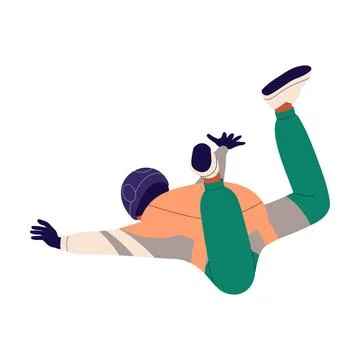 Man Skydiver in Flight Free Falling with Parachute Vector Illustration Stock Illustration