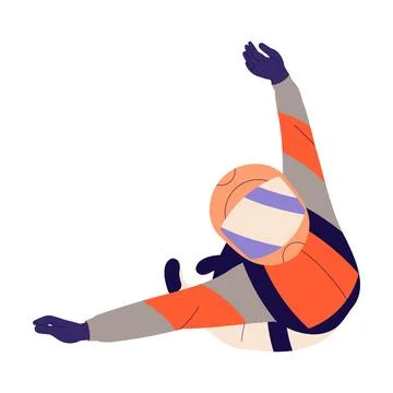 Man Skydiver in Flight Free Falling with Parachute Vector Illustration Stock Illustration