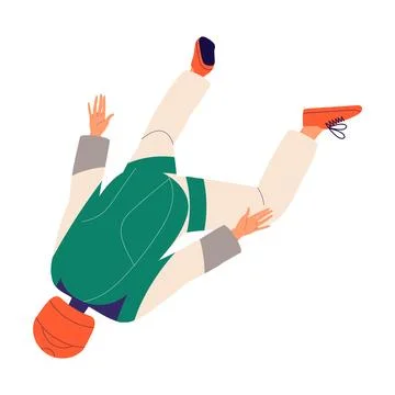 Man Skydiver in Flight Free Falling with Parachute Vector Illustration 스톡 일러스트