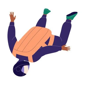 Man Skydiver in Flight Free Falling with Parachute Vector Illustration Stock Illustration