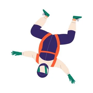 Man Skydiver in Flight Free Falling with Parachute Vector Illustration Stock Illustration