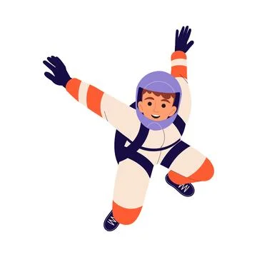 Man Skydiver in Flight Free Falling with Parachute Vector Illustration Stock Illustration