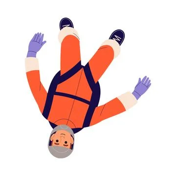 Man Skydiver in Flight Free Falling with Parachute Vector Illustration 스톡 일러스트