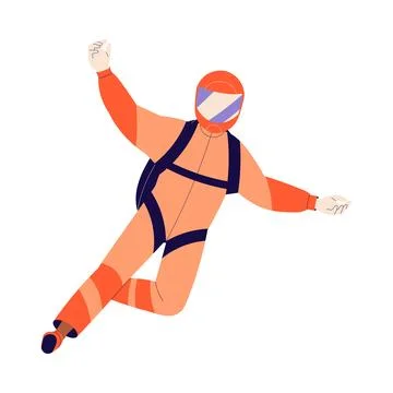 Man Skydiver in Flight Free Falling with Parachute Vector Illustration 스톡 일러스트