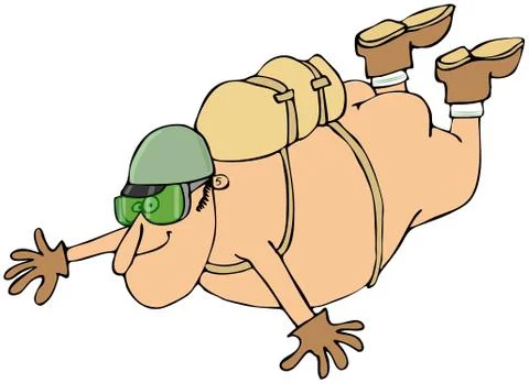 Man skydiving in the buff Stock Illustration