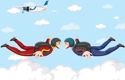 Man skydiving freefall on sky background 스톡 일러스트