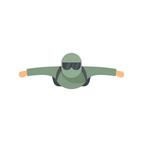 Man skydiving icon flat isolated vector Stock Illustration