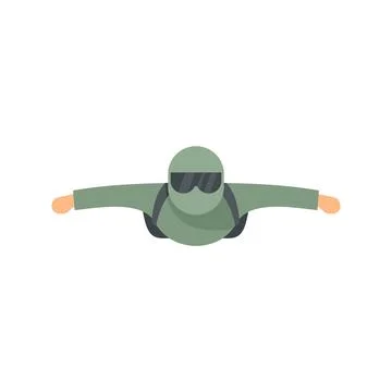 Man skydiving icon flat isolated Illustration