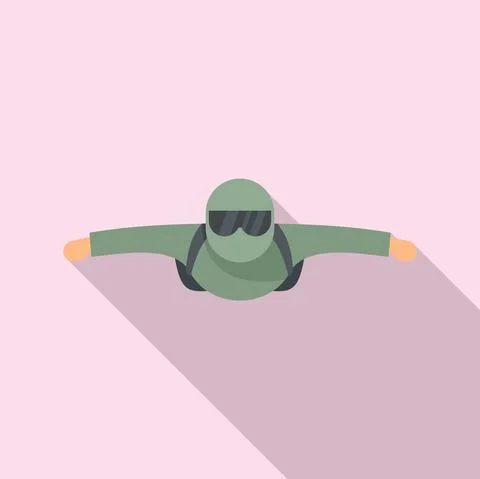 Man skydiving icon, flat style Illustration