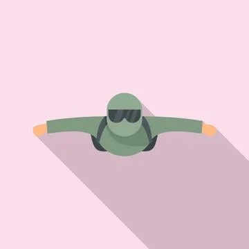 Man skydiving icon, flat style イラスト素材