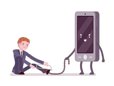 Man is slaved by his smartphone Stock Illustration