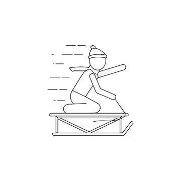 A man on a sledge icon. Element of winter elements illustration. Thin line イラスト素材