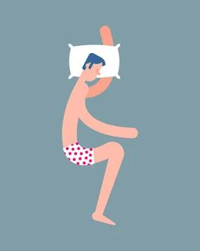 Man sleeping alone in a bed, symbolizing solitude, deep rest, or peaceful i.. Stock-Illustration