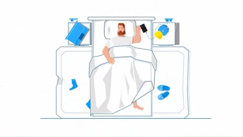 Man Sleeping In Bed 2D Illustration Vídeo Stock 278350400