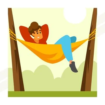 Man-sleeping-in-hammock Illustrazione stock