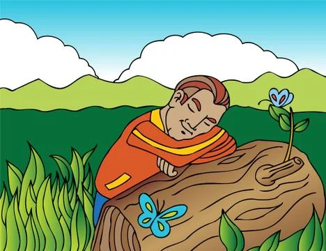 Man sleeping Stock Illustration