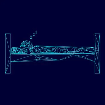 Man sleeping low poly triangulation triangulated polygonal electric cyan blue 스톡 일러스트