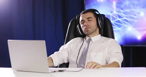 A man is sleeping at the office. Stock Footage 140192878
