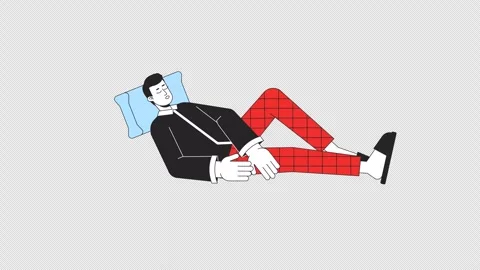 Man sleeping peacefully line 2D character animation Video stock 273045417
