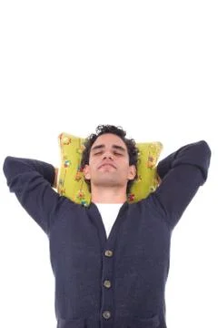Man sleeping on a pillow Stock Photos