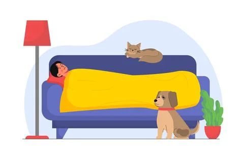 Man sleeping at sofa vector Stock Illustration