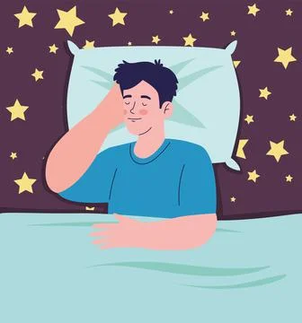 Man sleeping with stars 스톡 일러스트