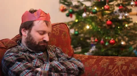 Man sleeps at Christmas Stock Footage 20443516