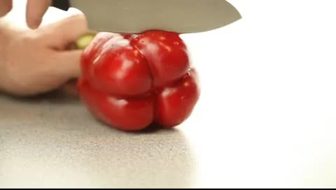 Man slice red pepper Video stock 10600265