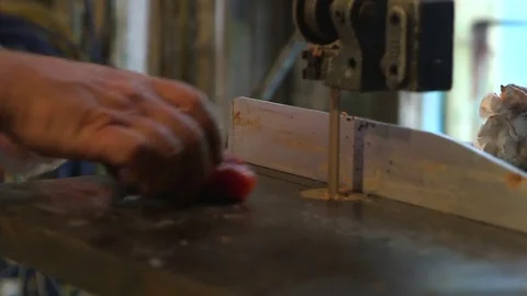 Man slicing fish in the workshop Stock Footage 83180455