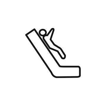 Man slide on slope icon linear graphics set vector Stock Illustration